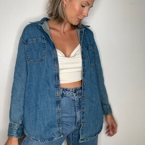 Unique Tulip Patchwork Flower Bouquet Oversized Slouchy Denim Jean Jacket